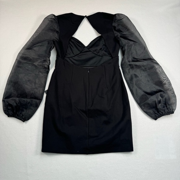 Lulus Black Bodycon Mini Dress Womens Size Medium Balloon Sleeve NWT Open Back - Picture 2 of 12